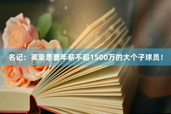 名记：英豪思要年薪不超1500万的大个子球员！